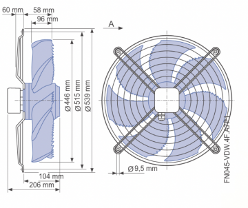 Ventilator axial de refulare Ziehl FN 045-VDW.4F.A7P1
